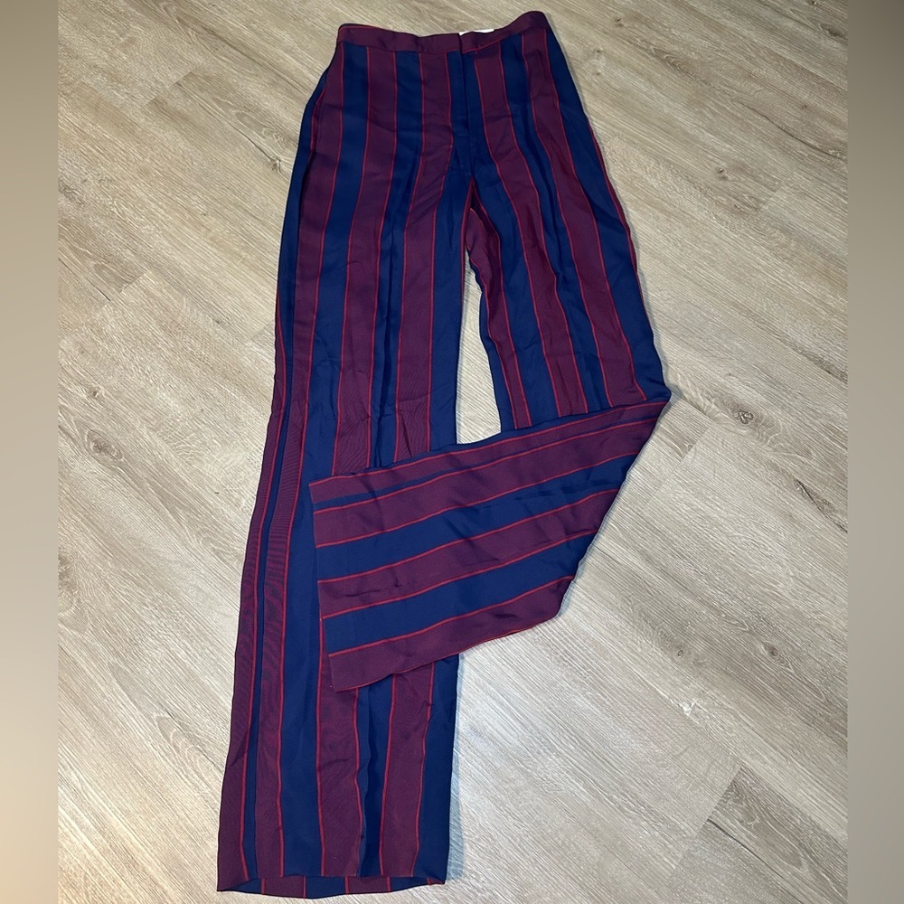 Express Striped Wide Leg Pants Super High Rise Long Inseam Size 0R
